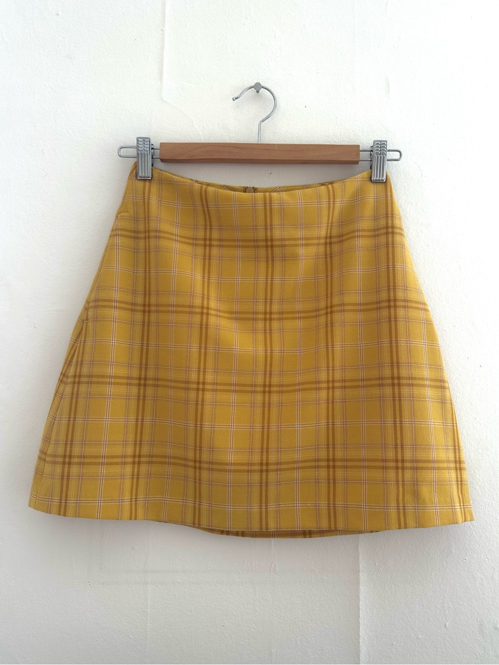 Wilfred Yellow Plaid A-Line Mini Skirt